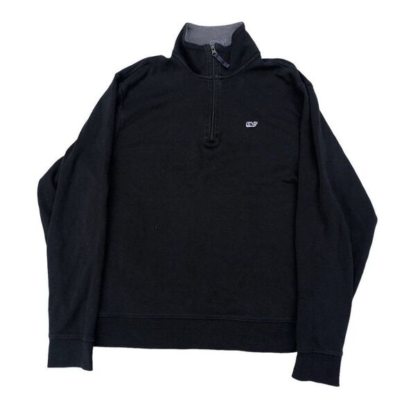 Rare Vineyard Vines Sweater Half Zip Black Small - Picture 1 of 9